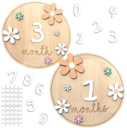 Carte miliari in legno mensili per bambini, 0-12 mesi, registrazione della crescita del bambino, oggetti di scena, set regalo per neonati, baby shower