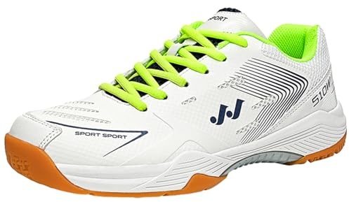 CUTEHEELS Multisport inomhusskor – ventilerande tennis och badmintonskor med valvstöd, Vit grön, 44 EU