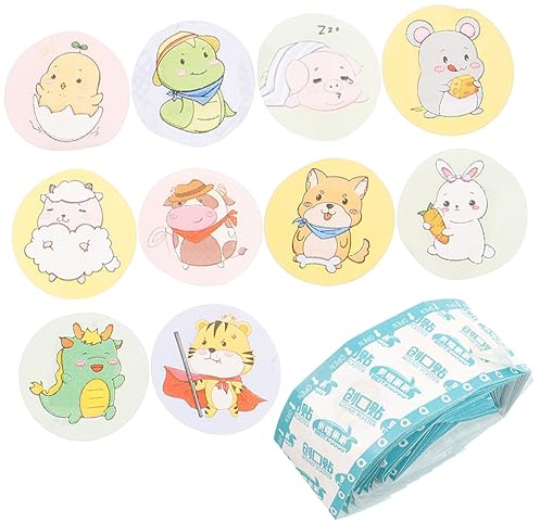 Gatuida 120piezas Unidades Vendas Adhesivas Infantiles Redondas Impermeables Con Patrón De Dibujos Animados Para Cuidado y Protección De Heridas