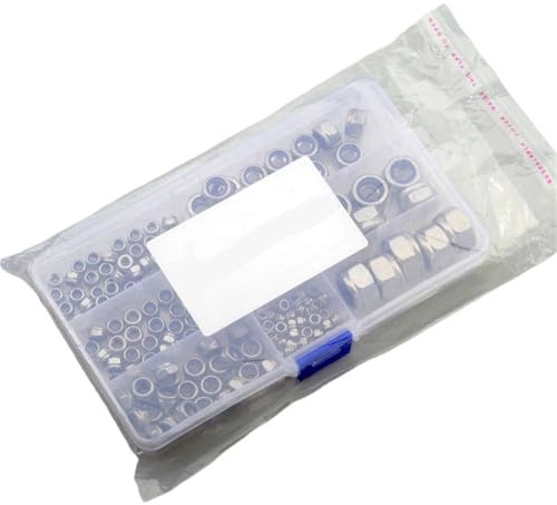 Tuercas autoblocantes Tuerca de seguridad inserción nailon hexagonal acero inoxidable 304, traje M3 M4 M5 M6 M8 M10 M12, tuerca Nylock autoblocante, 165 Uds