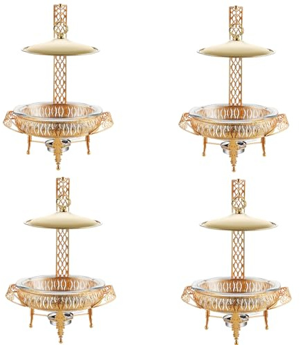 Chafing Dishes per buffet, confezione da 4, set di piatti in acciaio inossidabile di alta qualità, padella di dimensioni standard con coperchio pieghevole per feste, buffet, matrimoni, compleanni, ca