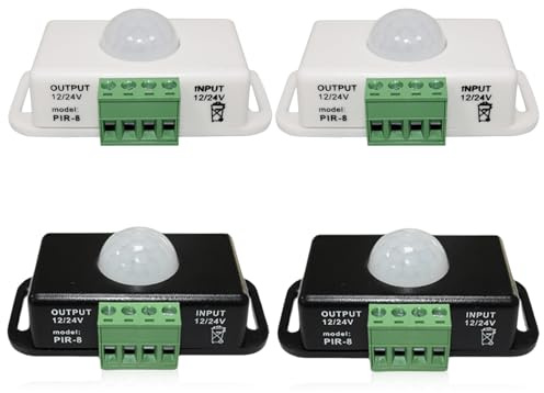4 sensori a infrarossi Koerper PIR a infrarossi: DC 12 V 24 V sensore a infrarossi interruttore automatico movimento esterno sensore di movimento per strisce LED / lampadine