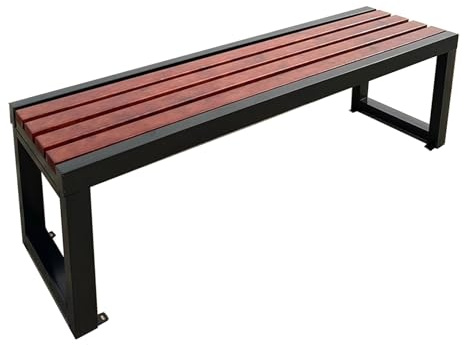 Furu trä balkongbänk med gjutjärnsram, väderbeständig trädgårdsstol för uteplats, terrass, balkong (120 cm)