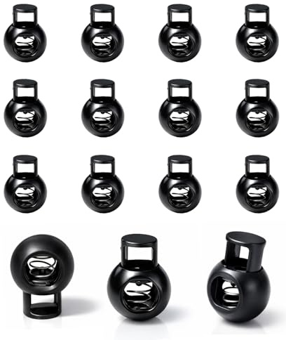Icyowls 15 unidades topes de cordón 1 agujero, topes de cordón de plástico resistente para cordones Ø 7 mm, pinzas para chaquetas, ropa, mochilas, cordón elástico, cordones y cintas de ajuste