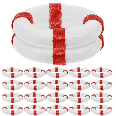 STOBAZA 50Pcs Red Resin Miniature Lifebuoy Rings Nautical Dollhouse Ornaments Coastal Hanging Decorations for Beach Parties Wedding Table and Coastal Room Accents