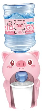 HOOTNEE Mini Dispensador de Agua, Juguete Educativo en Plástico Rosa Diseño de Cerdito, Tamaño Mini, Adecuado para Juegos Interiores y Exteriores, Simulador de Fuente Color Aleatorio