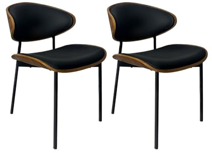 Mondform Esszimmerstühlen Set aus 2, gepolsterte Esszimmerstühle mit Rückenlehne & Holzmaserung, Samtsitzfläche, Metallbeine, Tragkraft 150 kg, geeignet für Esszimmer, Küche und Wohnzimmer