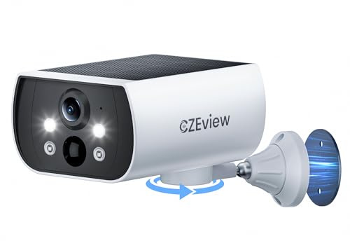 CZEview 5MP Überwachungskamera Aussen Akku, Magnetische Montage, Kabellose Solarkamera für Außen, 300° Horizontaler, 2,4GHz WLAN, Bewegungserkennung, 2-Wege Audio, Farbige Nachtsicht, IP65