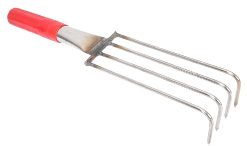 TOYANDONA Râteau à Main en Acier Inoxydable 32 Cm 4 Dents Poignée Ergonomique, Outil de Plage pour Creuser Palourdes et Fruits de Mer, Râteau à Griffes Polyvalent pour Jardin et Sable