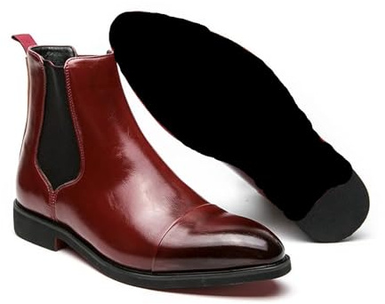 XUCZHAI Botas Chelsea de marca lujo for hombre, botas cuero con punta puntiaguda, vestir negocios for, botines casuales(Red,43)