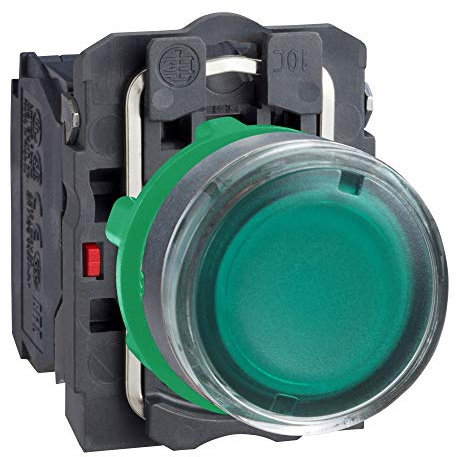 Schneider Electric XB5AW33M5 Pulsador Iluminado Diámetro 22, Retorno Resorte Nivelado, 240 V, 1 NA + 1 NC, Verde