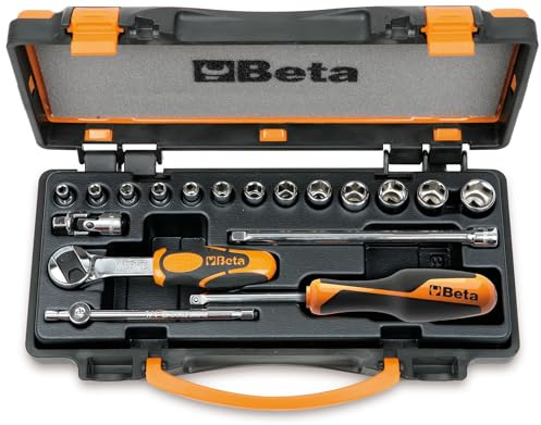 Beta 900/C13-5 - Assortimento di 13 chiavi a bussola esagonali e 5 accessori in cassetta di lamiera | attacco quadro1/4"