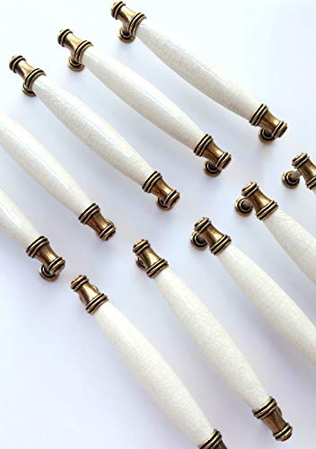 10 x Türgriff Bogengriffe T Bar Küche Türgriffe Schrank Schublade Schlafzimmer Möbel Griffe Keramik Lochmitten 128mm (Typ A)