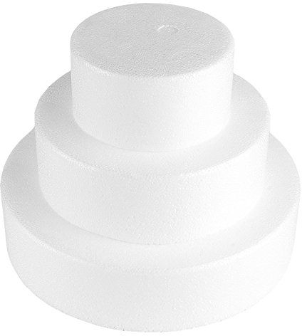 Ideen mit Herz Tarta de poliestireno con Forma Redonda | de 3 pedestales | maniquí de Tarta | Idea Creativa de Regalo | decoración | Pastel para Bodas, cumpleaños, Manualidades