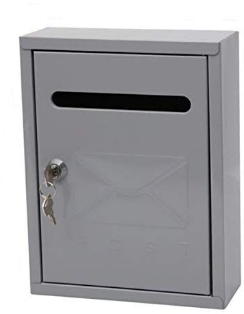 Buzón Exterior Metálico, 3 Colores, Motivo Casita, Correos Exterior, Para Cartas Y Correo Postal, De Pared, Espacios Reducidos, Una Ranura Y Cerradura (GRIS)