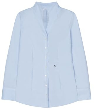 Seidensticker Damblus – strykfri, smal midja skjortblus – slim fit – skjortblus – skjortbluskrage – långärmad – 100 procent bomull, Ljusblå, 38 SE