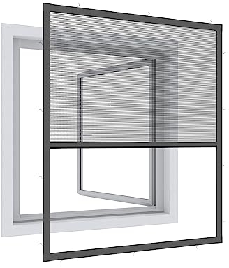 Windhager Expert 03245 Store plissé Ultra Plat Moustiquaire pour fenêtre Moustiquaire Moustiquaire Moustiquaire Kit à Monter soi-même 130 x 150 cm Anthracite