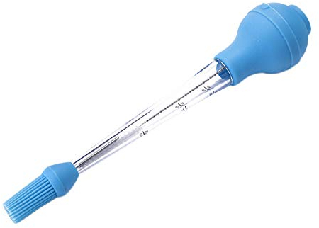 Turkey Baster with Measurement, Barbecue Basters with Cleaning Brush and Meat Marinade Tools for Marinating Beef, Pork, Fish, Chinken (Blue)