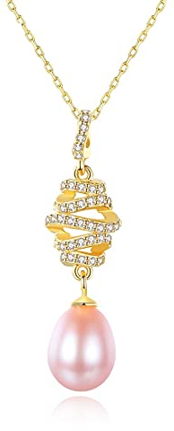 LOKILOKI Neue Natürliche Süßwasserperle Edlen Schmuck Frauen 925 Sterling Silber Anhänger Halsketten Cz Charms Collier Femme Bijoux Geschenk