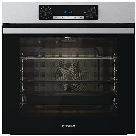 Hisense BSA65211CX Horno Multifunción con Vapor y Función Freidora de Aire sin Aceite, Capacidad 77L, Cocción Simultanea 5 Niveles, ventilador XXL, Pizza mode 300°, Puertas removibles, Inox