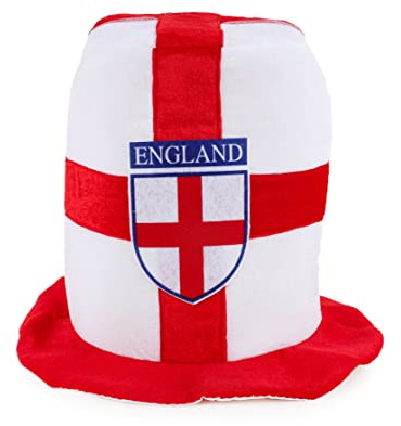 Toyland® England Top Hat With St Georges Flag - Soft Plush Material - Euro's Fancy Dress - World Cup Parties - English Party Decorations