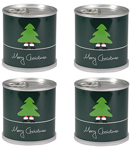 MacFlowers 4 Stück Weihnachtsbaum in der Dose, Merry Christmas, Tannenbaum Anzuchtset mit 10 Samen für 6 Tannenbäume als Adventskalender Füllung Wichteln, Geschenk Set