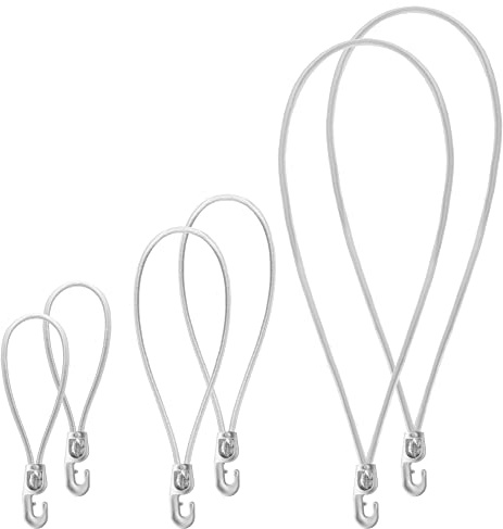 KADAX Planenhalter, Witterungsbeständiger Planenspanner,Planengummi, Expanderschlingen, Spanngummis für Zelte, Planen, Trampoline, Wohnwagen (Weiß/Haken/6 Stück)