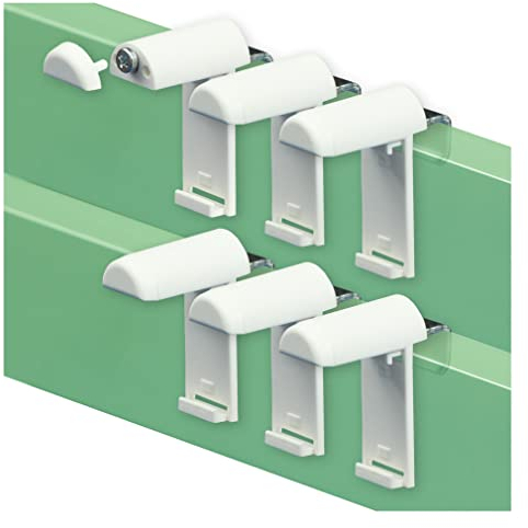 KLEMMFLEX Klemmhalter kurz mit Metallbügel, für Klemmfix Rollo, Doppelrollo, Duo-Rollo, ohne Bohren zum Klemmen und Kleben, 6 Stück, als Zubehör für die Aufhängung, Befestigung am PVC-Fenster