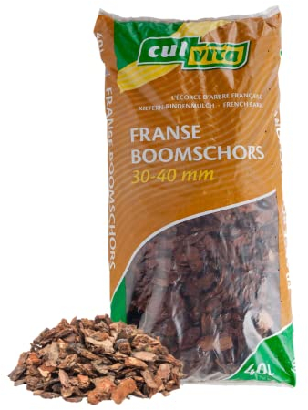 Culvita - Premium Französische Baumrinde Bodendecker 40 Liter - Dekorative Rinde 30-40 mm - geeignet für die Landschaftsgestaltung Gehwege - Rindenmulch Premium