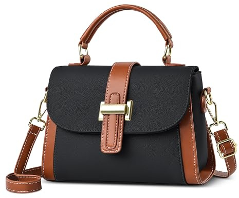 DIRRONA Damen Handtasche Mode Crossbody Bag Kleine Henkeltasche Umhängetasche Damen Casual Handtasche Party Reisen Arbeiten Dating Umhängetaschen Pu Leder Täglich Top Griff Tasche Schwarz