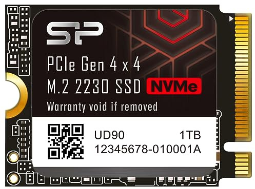 Silicon Power 1TB UD90 2230 NVMe 4.0 Gen4 PCIe M.2 SSD R/W up to 5,000/3,200MB/s Solid State Drive Compatible with Steam Deck (SU01KGBP44UD9007MM)