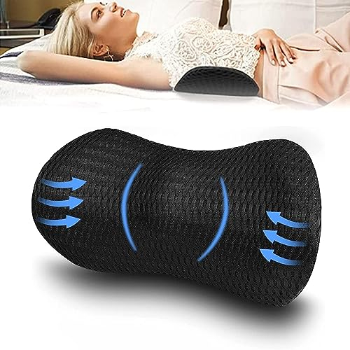 Vasemystic Memory Foam Auto Sitzkissen Lendenkissen für den unteren Rücken Schmerzlinderung Verstellbares Rückenkissen für Ruhe, Schlafen, Reisen (Schwarz)