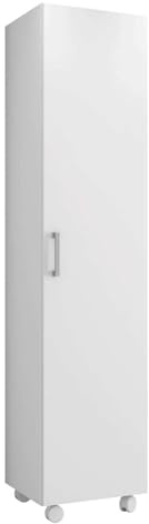 Armario Alto Multiusos Auxiliar con Ruedas 1p Color Blanco 42x183 cm
