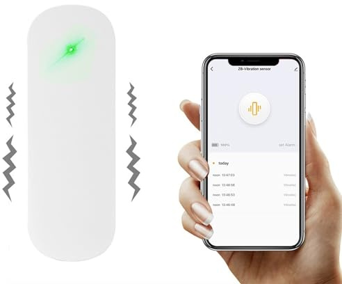 Tuya-ZigBee Capteurs de porte et de fenêtre, capteur de vibrations intelligent avec application de notification gratuite, système d'alarme de sécurité domestique (à utiliser avec passerelle) (1 pièce)