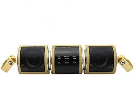 Set Altoparlanti Altoparlante moto Bluetooth. V2.1 + EDR. Au-Dio Resistente all'acqua Altoparlante Stereo Stereo Motoros FM. Radio AUX USB TF MP3 Giocatore (Color : Golden, Size : Medium)