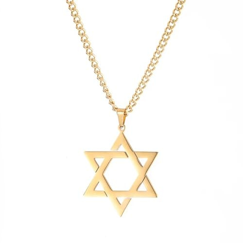 BlackAmazement Collier en acier inoxydable avec pendentif étoile de David Hexagramme Sceau Salomon Chaîne argent or noir pour homme et femme, Métal