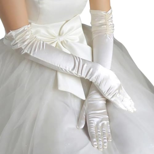 LICHENGTAI Braut Handschuhe Damen Lange Handschuhe Satin Classic Opera Fest Party Brauthandschuhe Elastisch 1920er Stil Abendhandschuhe Hochzeit Party Kostüm Zubehör