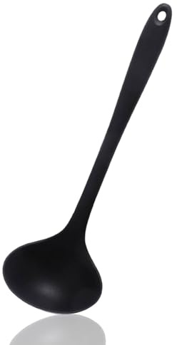 2-teilige Silikon-Suppenkelle, 11,2-Zoll-Silikon-Schöpflöffel, Suppenlöffel Mit Langem Griff, Suppenkelle Zum Servieren, Widerstandsfähige Küchenkelle, Koch- Und Servierlöffel(Schwarz)