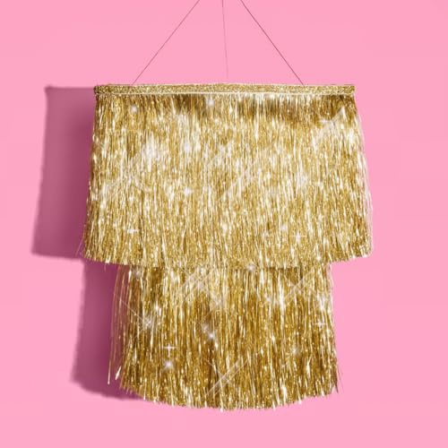xo, Fetti Gold Fringe Tinsel Chandelier | 16 | Bachelorette Party Decorations, Birthday Photo Booth Supplies, New Years Eve Decor, HBD