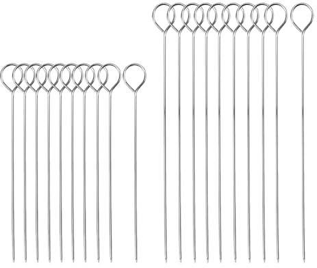 20 pinchos de barbacoa de acero inoxidable 304 para pavo, agujas de rollo, agujas de carne, pinchos de metal, pinchos de cóctel para trussing pavo y aves de corral (10 piezas de 6 pulgadas + 10 piezas