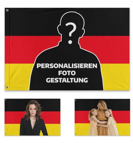Personalisierte Deutschland flagge Design Personalisiert Sie Ihr eigenes Foto - Klassischer Stil Nostalgischer Stil -Verschiedene Größen-Geeignet zur Dekoration von Musicals, Clubs, Partys