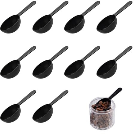10 Pcs Measuring Spoon Set - Reusable Plastic Coffee Scoops, Multi-Purpose Spoons for Tea, Protein Powder, Milk Powder, and Dosing - Black