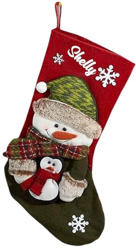 GMDLSK Weihnachtsstrumpf personalisiert mit Namen, 3D Personalisierte Nikolausstrumpf Schneemann Hirsch, Große Weihnachtsstrümpfe, Weihnachtsdeko für Familie Familienfeiern