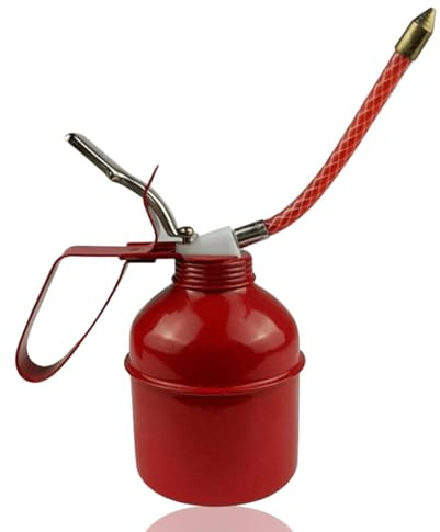 Jwthee Ölkanister mit rotem Hebel, Ölkannenpumpe, Ölkanister,Flexibler Schlauch,Handpumpe,Ölkännchen Werkstatt Retro Rot Oiler Öler mit Metall und langem flexiblem uf Ölkanister,Pumpenöler(270 ml)