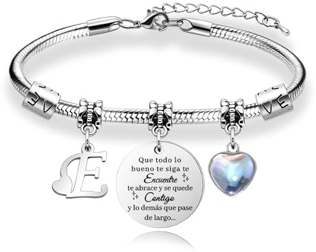 Regalos originales para Mujeres Pulsera de Plata con Letras Iniciales (E)