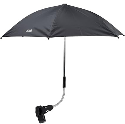 Cuddles Collection Baby Parasol Pram Umbrella UV Protection SPF 50+ Pram Parasol Universal Baby Sun Umbrella for Pram, Pushchair Parasol, Stroller & Buggy with Adjustable Clamp (Black)