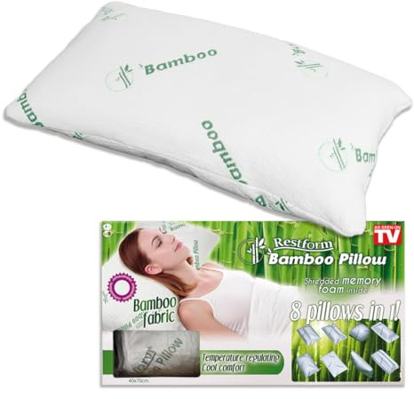 BEST DIRECT Oreiller en fibre de bambou Bamboo Pillow, 70x40cm, Oreiller en mousse viscoélastique, Oreillers orthopédiques, Support pour le cou, Anti-acariens Antiallergique et Respirant