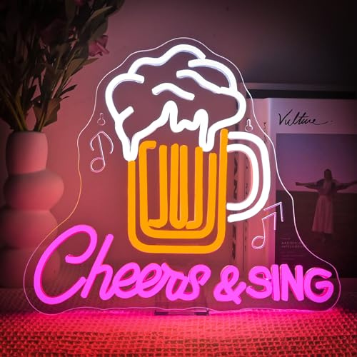 SIGNSHIP Bier Cheers Bar Schild, Beer Cheers Led Neon Schild Dimmbar für Wanddekoration, Neon Sign Zeichen Licht Led Sign Wand Dekor für Bar,Taverne,Party,Nachtclub,Geschenk