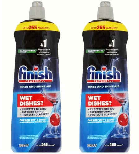 Finish Powerball Rinse and Shine Aid Dishwasher - 800ml | Up to 265 Washes x 2 pack (Total 1600ml)