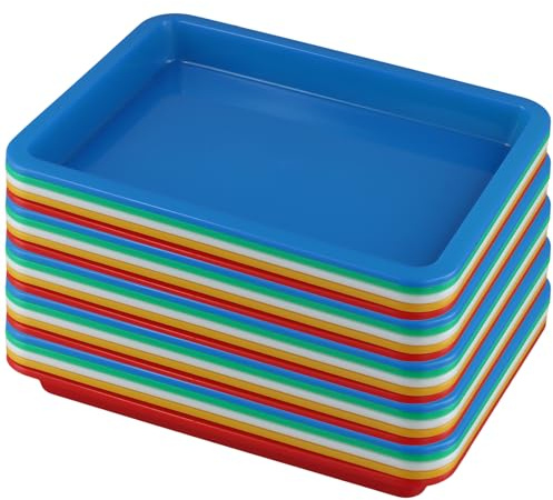 SYUTBOU 25 Stück Kunststoff Serviertabletts, Rechteckig Materialschalen, 24,5 x 18,5 x 2,3cm Aktivitätstablett Kunsttabletts Plastikschalen für Aktivitäten, Organisation